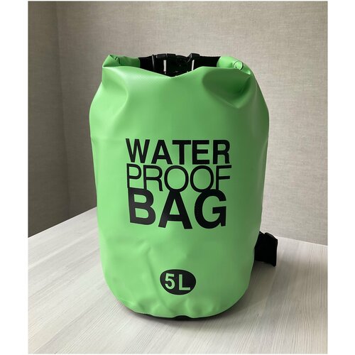 фото Герморюкзак, гермомешок, водонепроницаемый, водоотталкивающий 5 литров, water proof bag, зеленый нет бренда