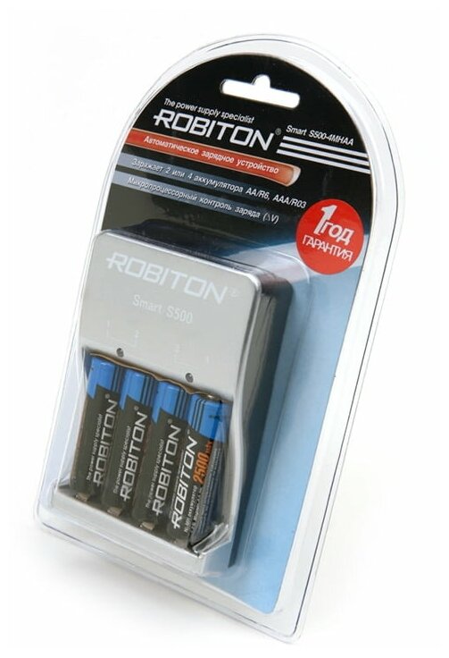 Автоматическое зарядное устройство ROBITON Smart S500 - 4 MHAA для аккумулятора АА/HR6 и AAA/HR03