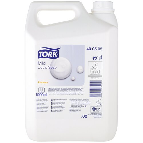 мыло крем жидкое tork premium перламутровое канистра 5л 400505 Жидкое крем-мыло Tork Premium 400505, 5 л