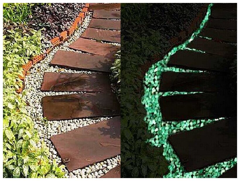Светящиеся в темноте окрашенные камни (мрамор) для сада и декора цвет: Белый/Желто-зеленый 1 кг