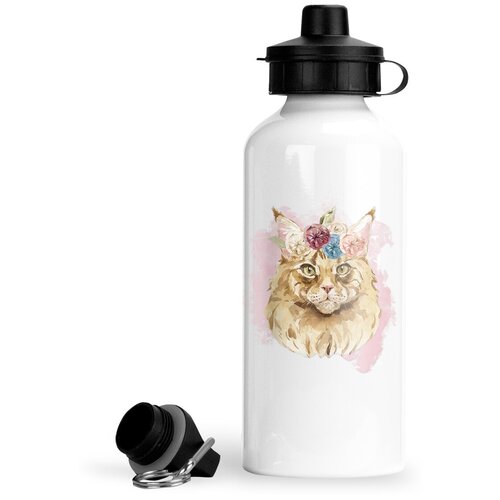 Спортивная бутылка Кошки Мейн-кун с венком спортивная бутылка кошки рыжая с венком