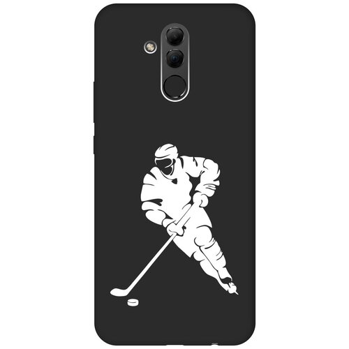 Матовый чехол Hockey W для Huawei Mate 20 Lite / Хуавей Мейт 20 Лайт с 3D эффектом черный матовый чехол hockey для huawei mate 20 lite хуавей мейт 20 лайт с эффектом блика черный