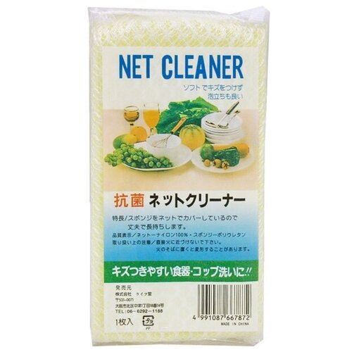 Губка для мытья посуды в сеточке, 1 шт