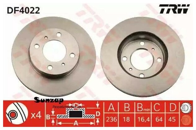 TRW DF4022 Тормозной диск