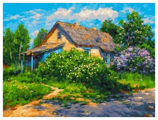 Кусты сирени живопись на холсте 30*40см