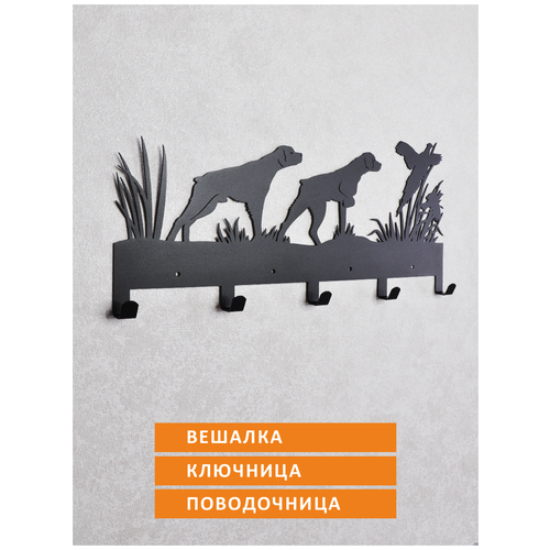 Вешалка настенная с 5 крючками из металла Эпаньоль Бретоны и фазаны, 45 х 21 см