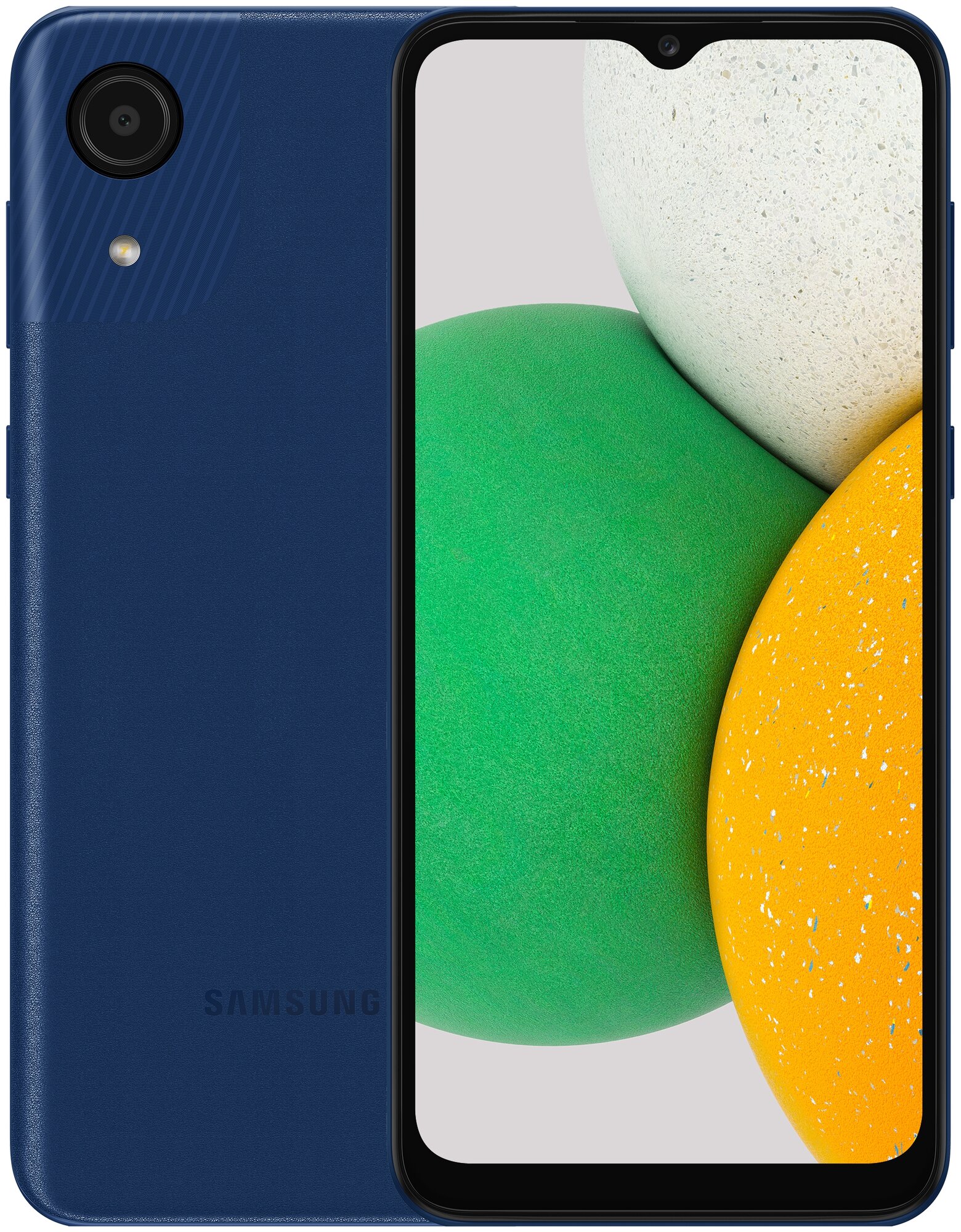 Смартфон Samsung SM-A032F Galaxy A03 Core 32Gb 2Gb синий моноблок 3G 4G 6.5 720x1600 Android 10 8Mpix 802.11 b/g/n GPS GSM900/1800 GSM1900 TouchSc