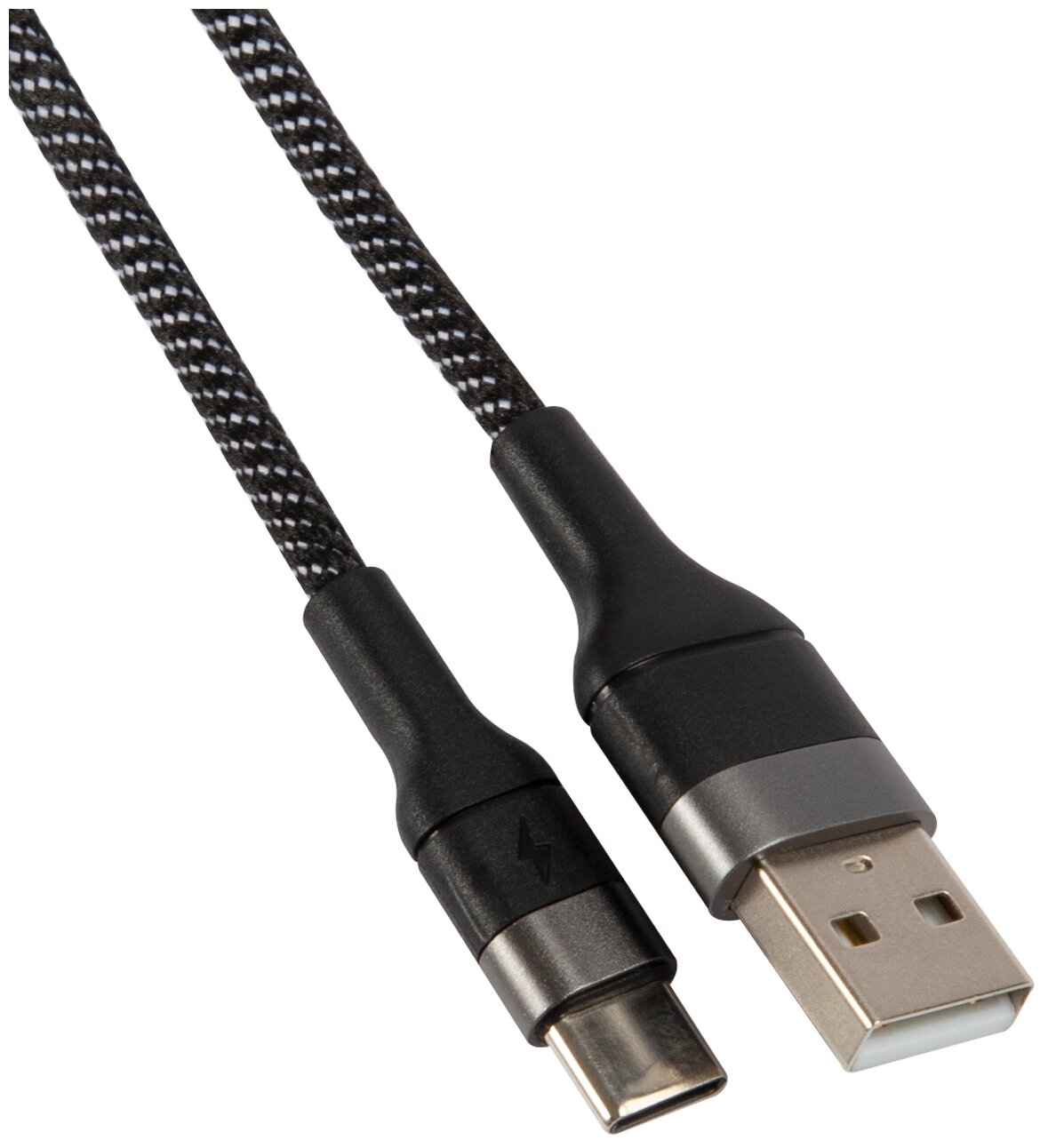 Кабель UNBRÖKE Måne USB - Type-C 1,2 метра до 3A нейлоновая оплетка черно-серый