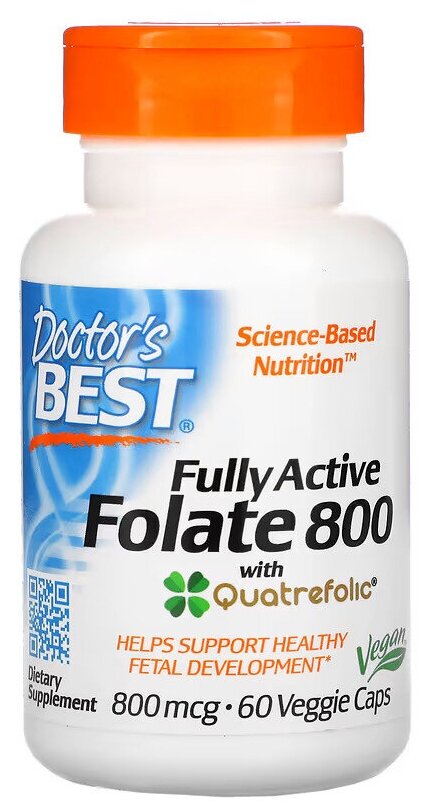 Doctor's Best Fully Active Folate 800 60 вегетарианских капсул