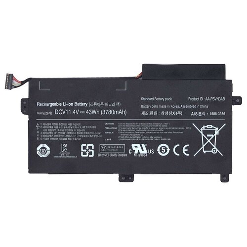 Аккумуляторная батарея для ноутбука Samsung 370R5E, 470R5E (AA-PBVN3AB) 11.4V 43Wh черная 