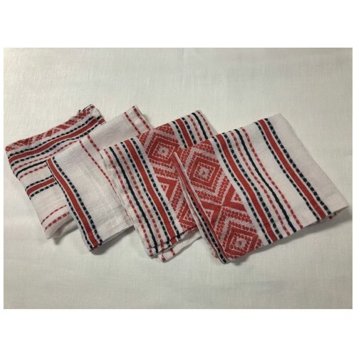 Набор льняных жаккардовых салфеток с Орнаментом 4шт 4 салфетки