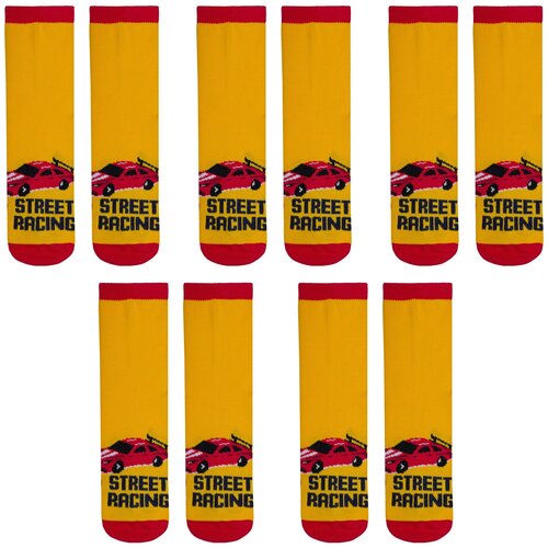 фото Комплект из 5 пар детских носков rusocks (орудьевский трикотаж) рис. 04, желтые, размер 16-18