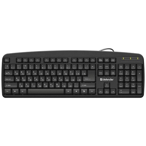 Клавиатура проводная Defender, Office, HB-910, мембранная, полноразмерная , USB, цвет: чёрный
