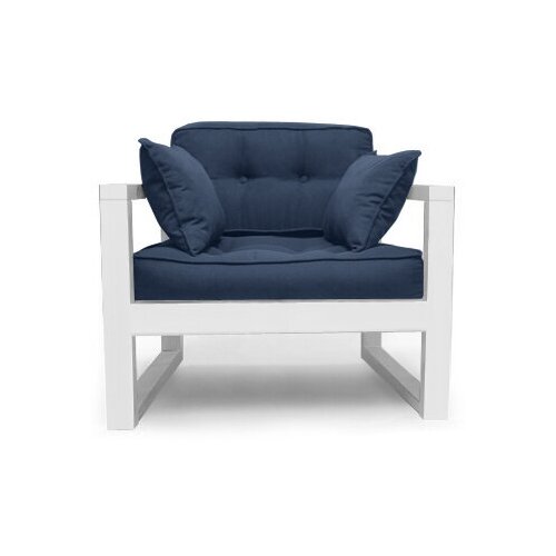 Кресло одноместное DEmoku Д-1 ГБ (цвет ткани: синий, цвет дерева: белый), 80х73х79 см