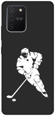 Матовый чехол Hockey W для Samsung Galaxy S10 Lite / Самсунг С10 Лайт с 3D эффектом черный