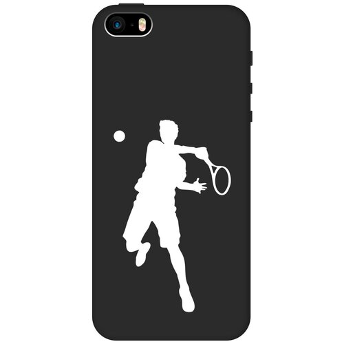 Силиконовый чехол на Apple iPhone SE / 5s / 5 / Эпл Айфон 5 / 5с / СЕ с рисунком Tennis W Soft Touch черный чехол книжка на apple iphone se 5s 5 эпл айфон 5 5с се с рисунком cats w черный