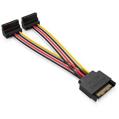 Аксессуар Кабель Vention SATA 15-pin/M - 2x SATA 15-pin/F 15cm KDBBB переходник питания gsmin we36 4 pin m sata 15 pin m черный