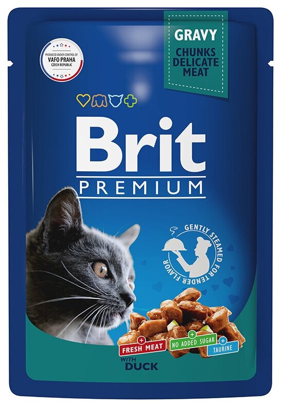 Пауч для взрослых кошек Brit Premium утка в соусе14 шт х 85г - фотография № 7