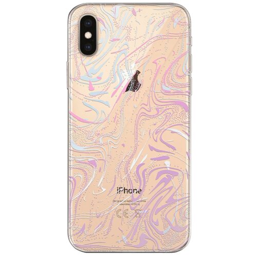 Силиконовый чехол Mcover для Apple iPhone X с рисунком Розовые разводы силиконовый чехол mcover для apple iphone 11 pro с рисунком розовые разводы