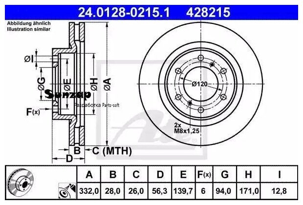 ATE 24012802151 24.0128-0215.1_диск тормозной передний!\ Mitsubishi Pajero 3.8/3.2Di-D 07>