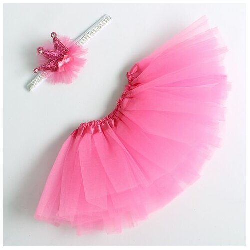 женская юбка пачка для косплея лолита трапециевидная пышная юбка многослойная плиссированная тюлевая юбка для балета и танцев с эластичн Юбка Крошка Я, комплект, размер 48, розовый