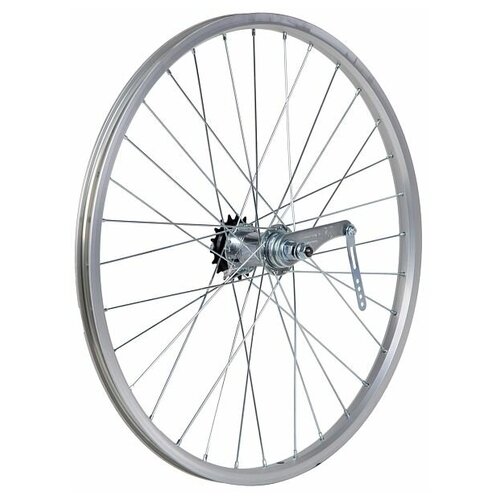 фото Колесо 24" заднее(без резины), одностенный алюм. обод 32 отв, торм. втулка сталь, гайка ( 1 скорость) stg