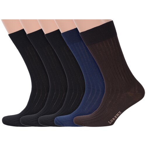 фото Комплект из 5 пар мужских носков lorenzline из 100% хлопка микс 3, размер 25 (39-40)