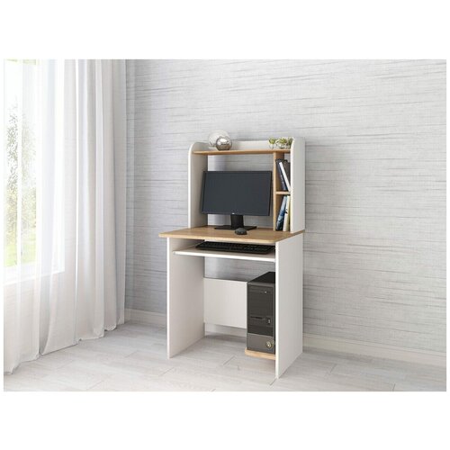 Стол компьютерный Грета-1, белый/дуб крафт