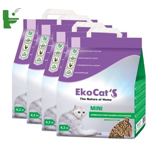 Eko Cats Наполнитель Eko Cats Mini древесный комкующийся 4х10л наполнитель eko cats small древесный комкующийся 3х10л