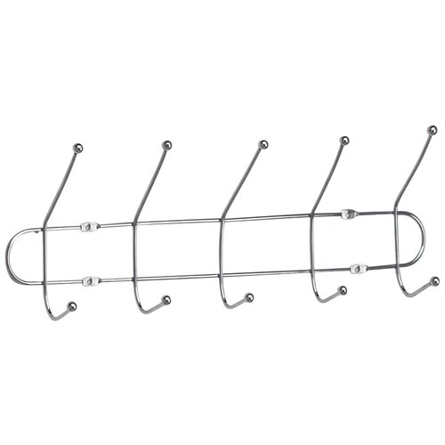 Вешалка настенная металлическая 5 крючков, цвет серебристый