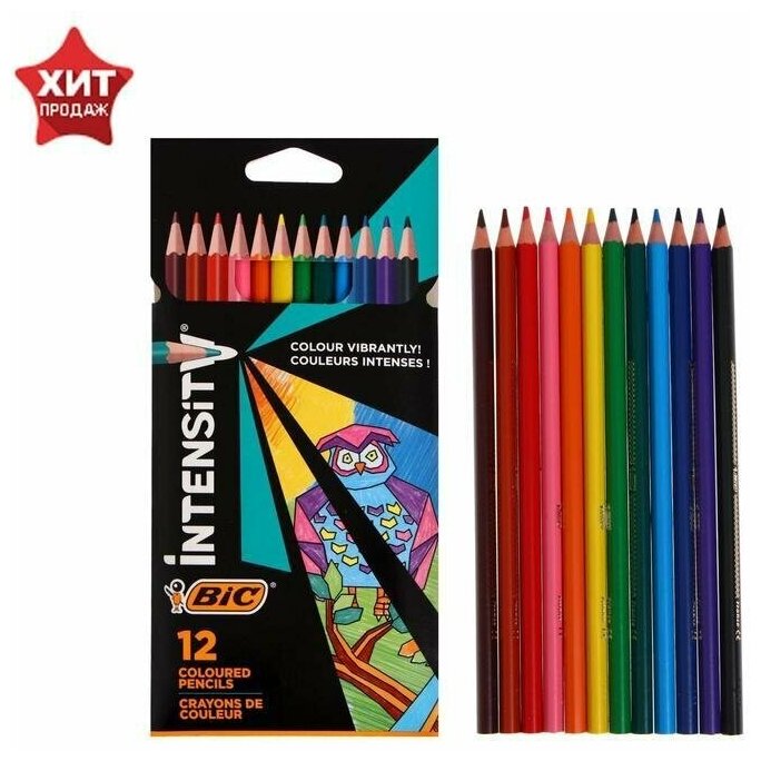 Карандаши 12 цветов BIC Color Up, для подростков и взрослых, трёхгранные .