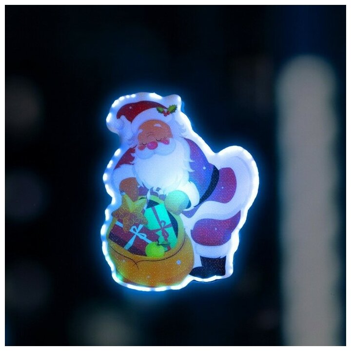Игрушка световая "Дед Мороз с подарками" 11.5x8 см, 1 LED, LR44x3 (в компл.), мульти