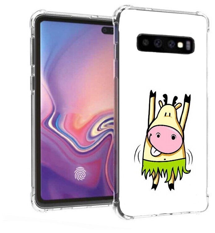 Чехол задняя-панель-накладка-бампер MyPads Веселая корова для Samsung Galaxy S10+ Plus SM-G975F противоударный