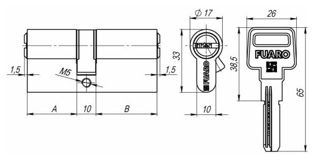 Цилиндр дверной FUARO R300/60 мм-BL AB бронза 2 класс - фото №6