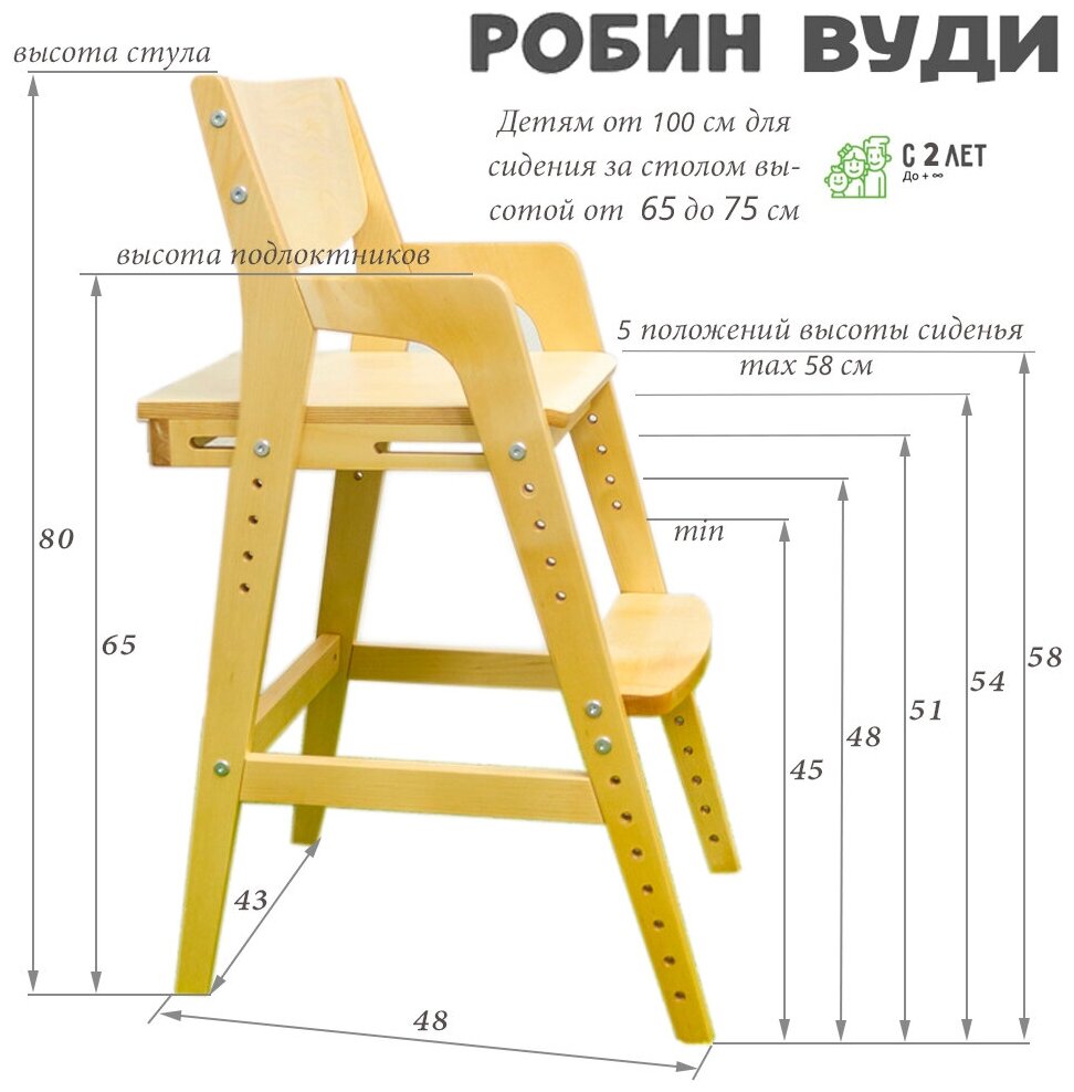 Стул детский Робин вуди (38 Попугаев) белый с подушками "мечта" - фотография № 4