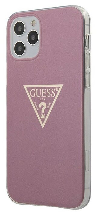 Чехол Guess Metallic effect Triangle logo Hard для iPhone 12 mini, розовый