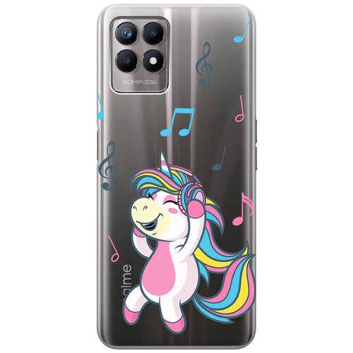 Силиконовый чехол с принтом Musical Unicorn для Realme 8i / Рилми 8 ай матовый чехол lady unicorn для realme 8i рилми 8 ай с 3d эффектом бирюзовый