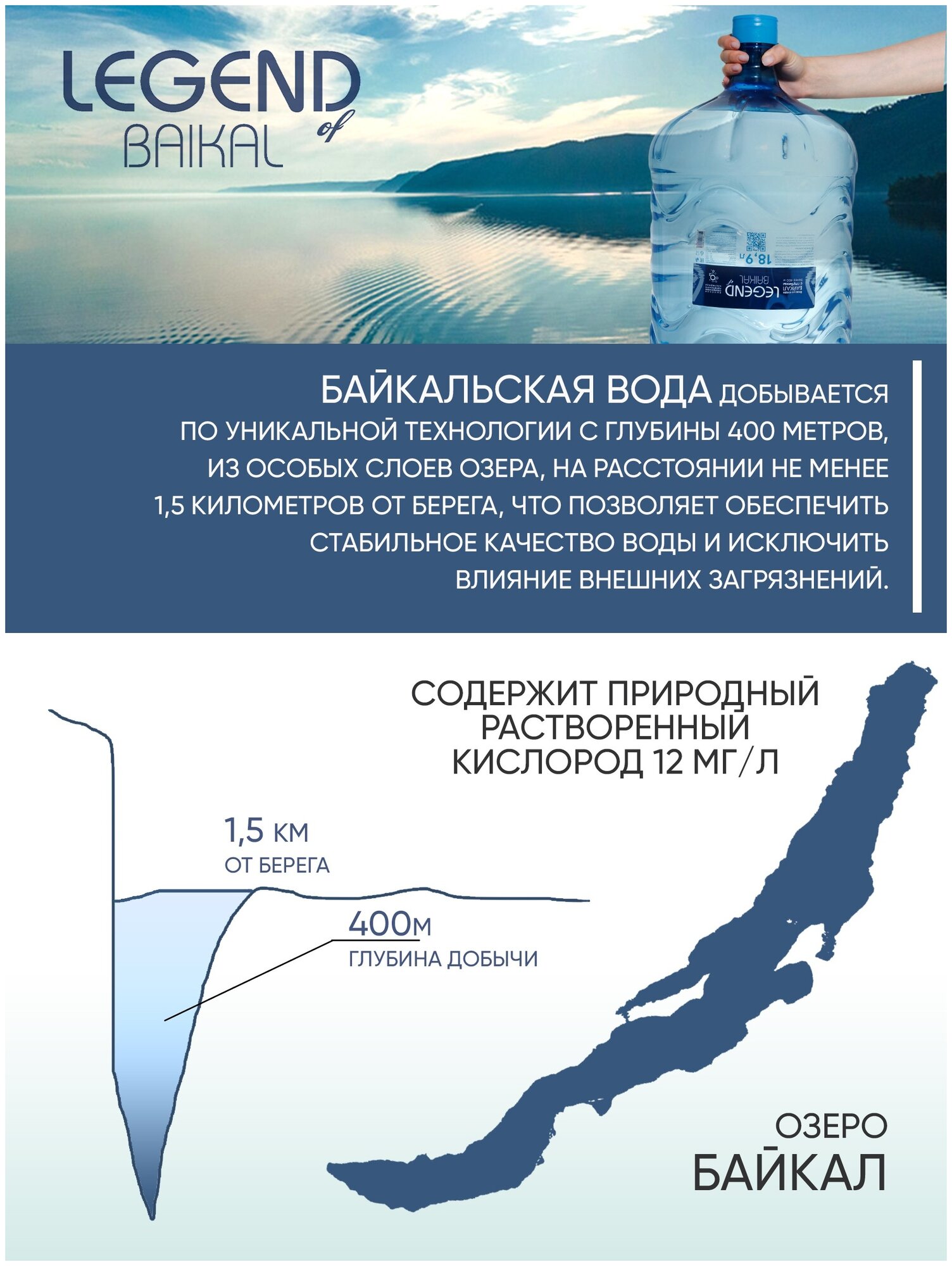 Вода питьевая Legend of Baikal (Легенда Байкала) глубинная негазированная, пластик для кулера, 18.9л - фотография № 2