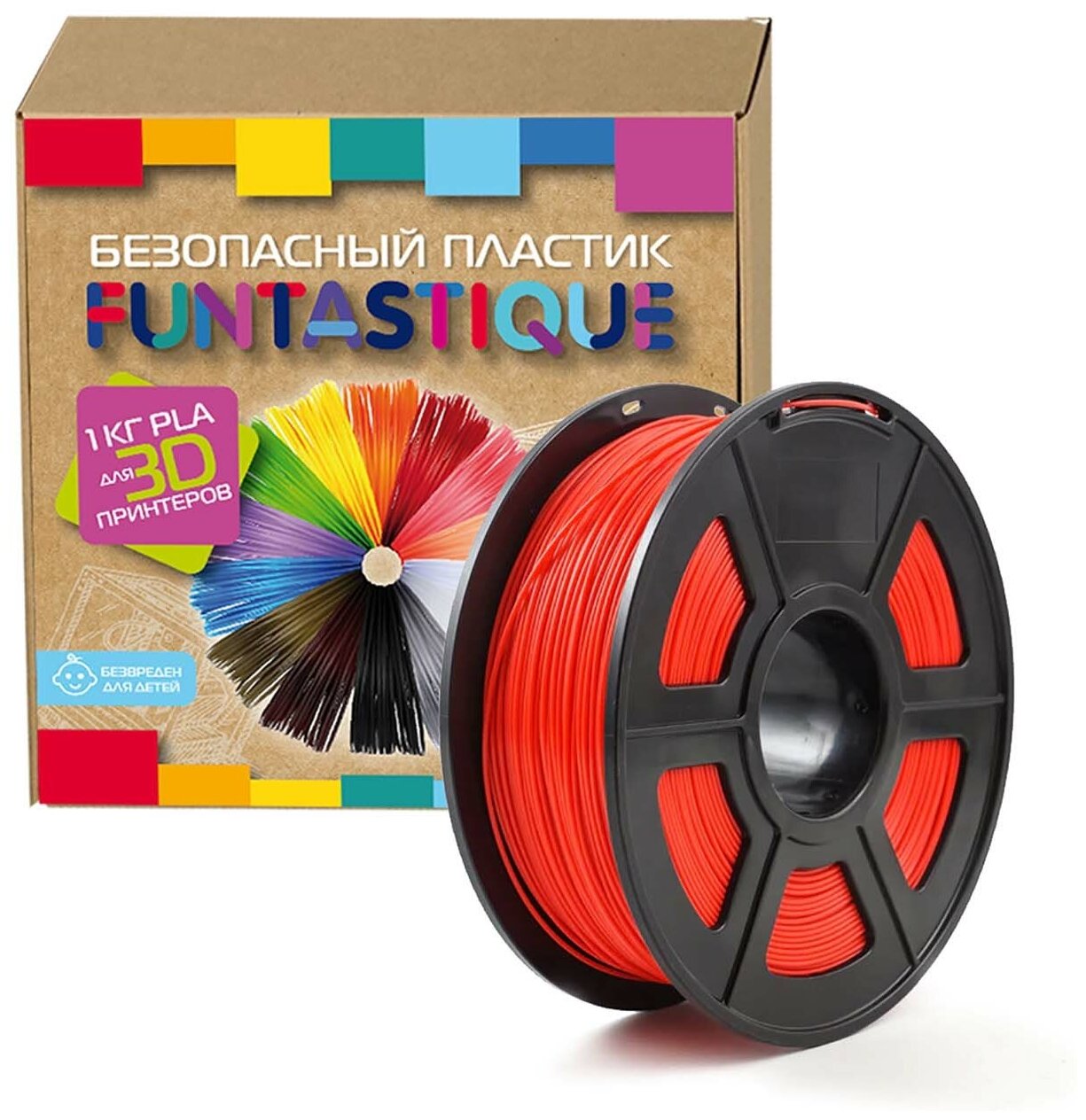 Пластик для 3D печати Funtastique PLA-1KG-RD Красный