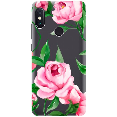 Силиконовый чехол на Xiaomi Redmi Note 5, Note 5 Pro, Сяоми Редми Ноут 5, Ноут 5 Про с 3D принтом Amazing Peonies прозрачный чехол книжка на xiaomi redmi note 10 pro сяоми редми ноут 10 про с 3d принтом amazing peonies золотистый