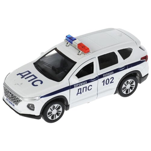 Полицейский автомобиль ТЕХНОПАРК Hyundai Santa Fe ДПС, SANTAFE2-12 1:32, 12 см, белый полицейский автомобиль welly волга милиция дпс 42384pb 1 36 12 см белый