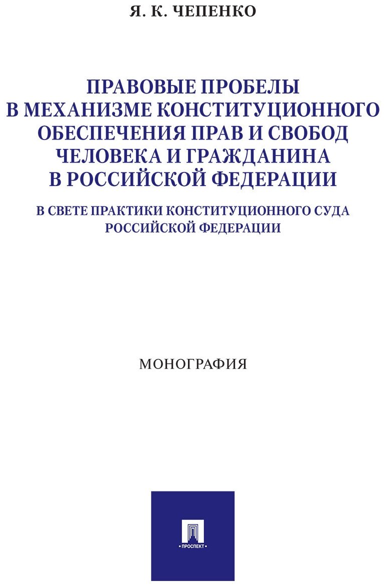 Правовые пробелы в механизме конституционного обеспечения прав и свобод человека и гражданина в РФ (в свете практики Конституционного Суда РФ)