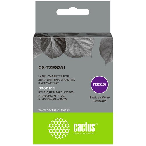 Картридж ленточный Cactus CS-TZES251 черный для Brother 1010/1280/1280VP/2700VP попсокет кассета белый