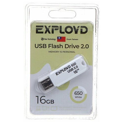 USB Flash Drive 16Gb - Exployd 650 EX-16GB-650-White usb flash drive 16gb exployd 580 ex 16gb 580 blue