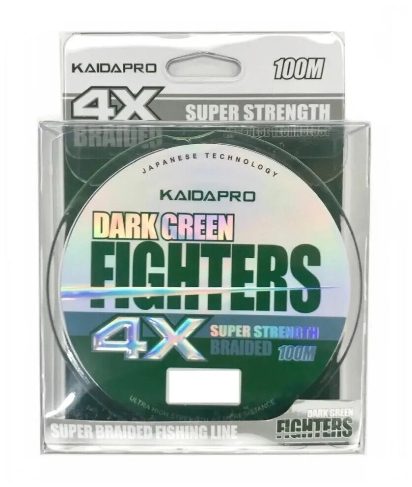 KAIDA Плетеный шнур FIGHTERS 4X dark green PX402-18 100м 0,18мм