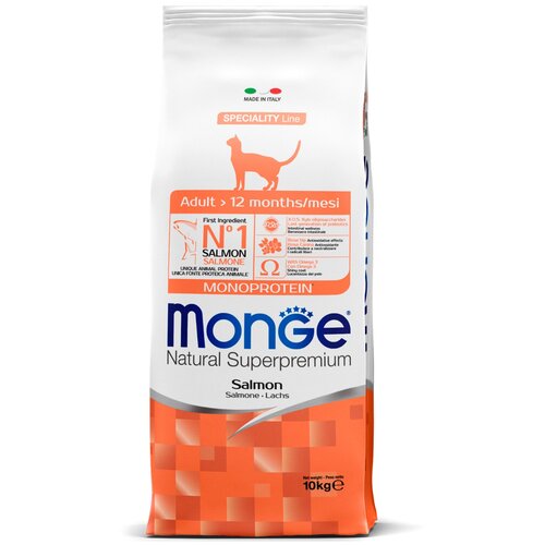 Monge Cat Monoprotein Salmon корм для взрослых кошек с лососем 10 кг