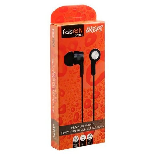 Наушники с микрофоном Faison X30 Drops 12м черные 21400₽