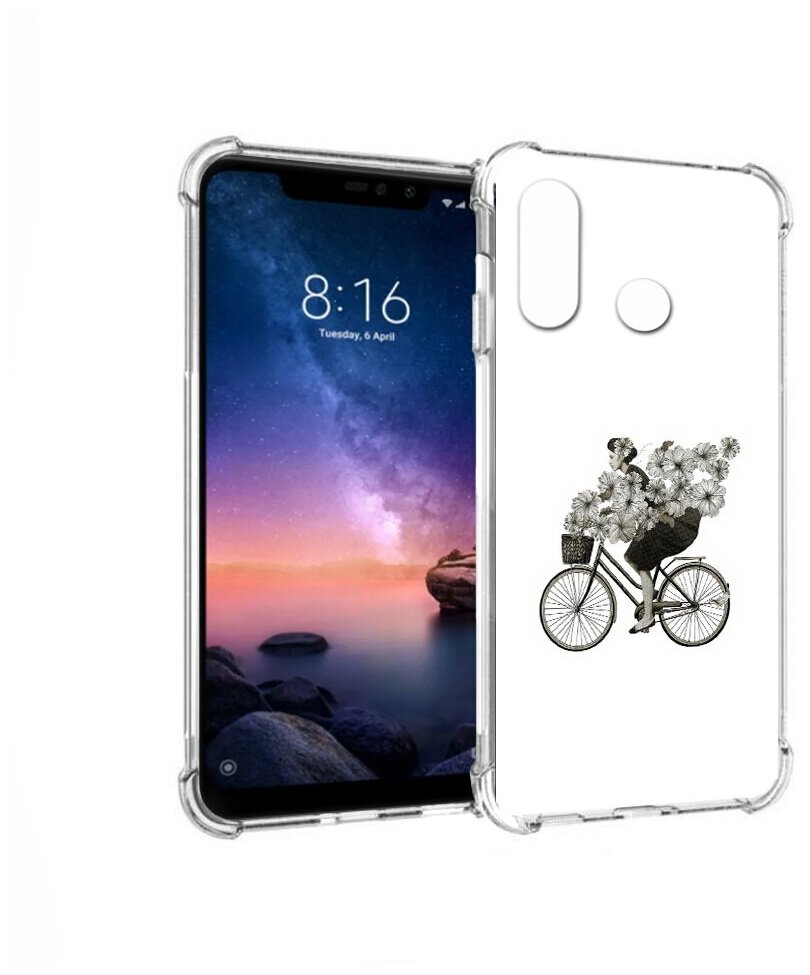 Чехол задняя-панель-накладка-бампер MyPads девушка на велосипеде с цветами для Xiaomi Redmi Note 6/Note 6 Pro противоударный
