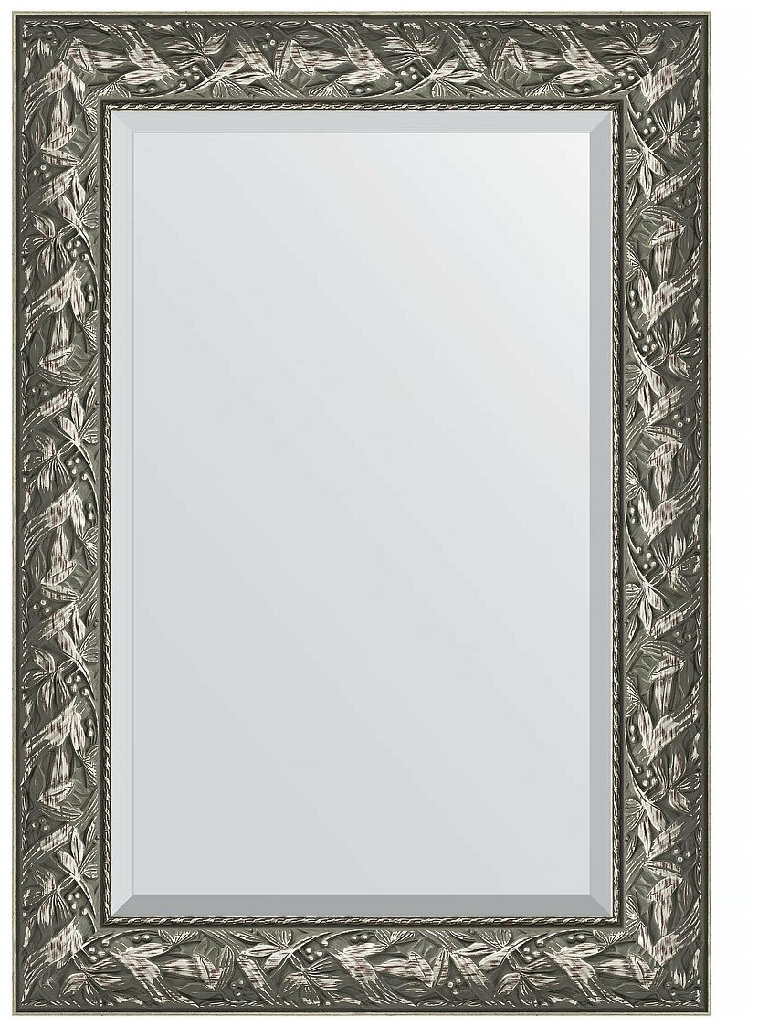 Зеркало Evoform с фацетом в багетной раме византия серебро 99 мм, 69x99 см - фото №1