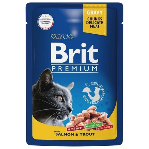Влажный корм для кошек Brit Premium, лосось и форель 85 г.